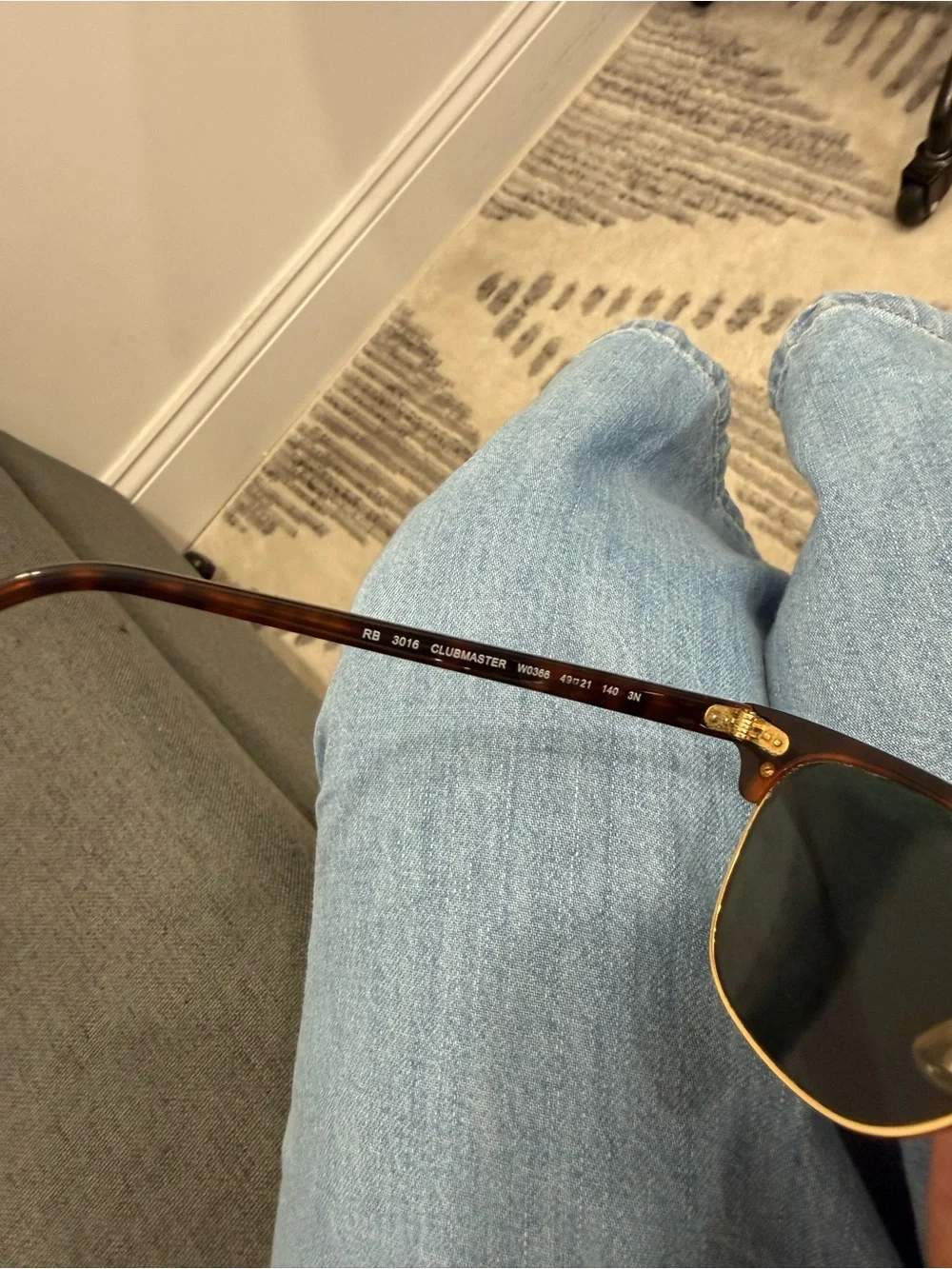 Ray-Ban Clubmaster Sunglasses - Tortoise Frame with Green Lenses and Gold Trim